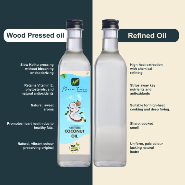 Wood Pressed Coconut Oil (Glass Bottle) – 100% Pure Cold Pressed | Neera Farm