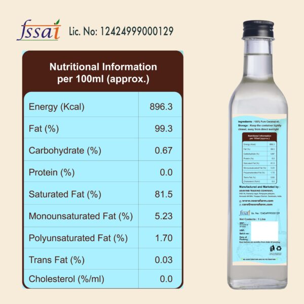 Wood Pressed Coconut Oil (Glass Bottle) – 100% Pure Cold Pressed | Neera Farm