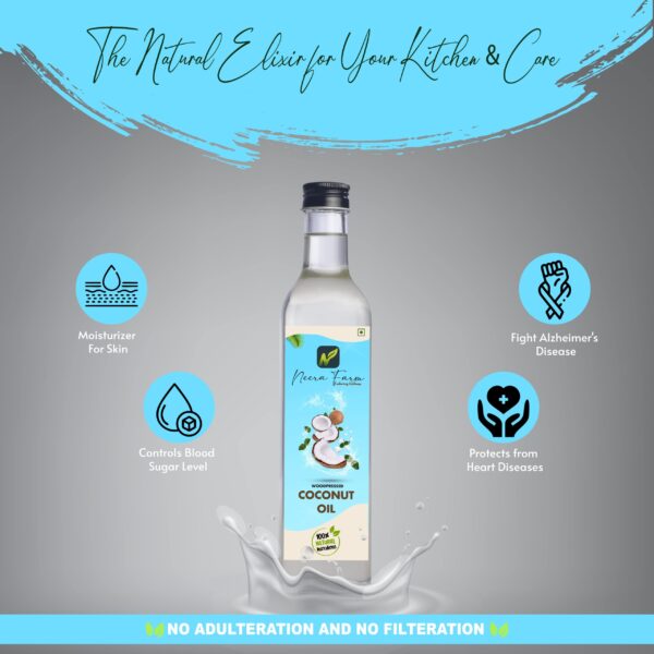 Wood Pressed Coconut Oil (Glass Bottle) – 100% Pure Cold Pressed | Neera Farm