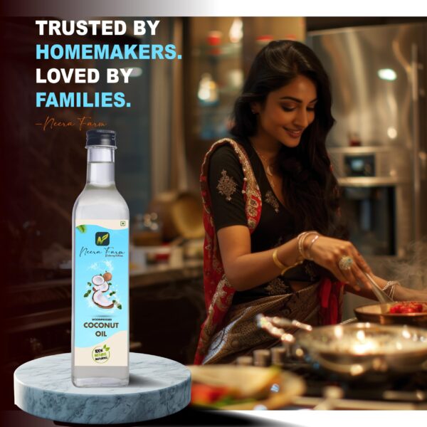 Wood Pressed Coconut Oil (Glass Bottle) – 100% Pure Cold Pressed | Neera Farm
