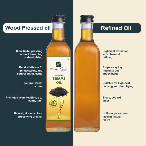 Authentic Wood Pressed Sesame Oil (Glass Bottle) – 100% Pure Cold Pressed | Neera Farm