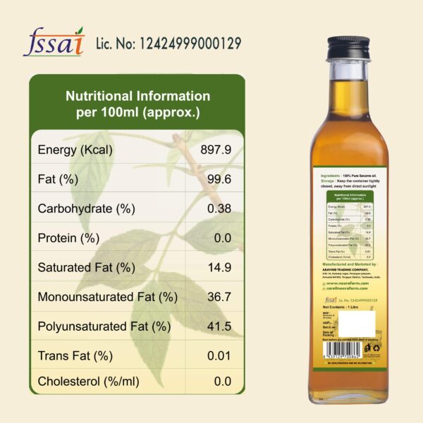 Authentic Wood Pressed Sesame Oil (Glass Bottle) – 100% Pure Cold Pressed | Neera Farm