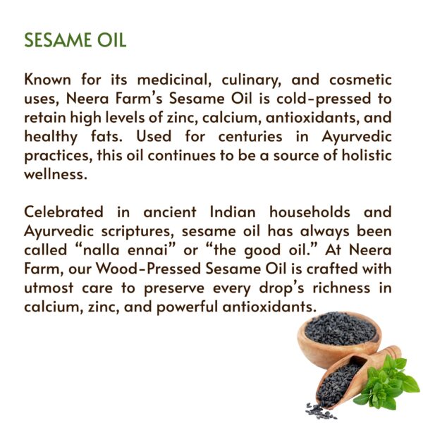 Authentic Wood Pressed Sesame Oil (Glass Bottle) – 100% Pure Cold Pressed | Neera Farm