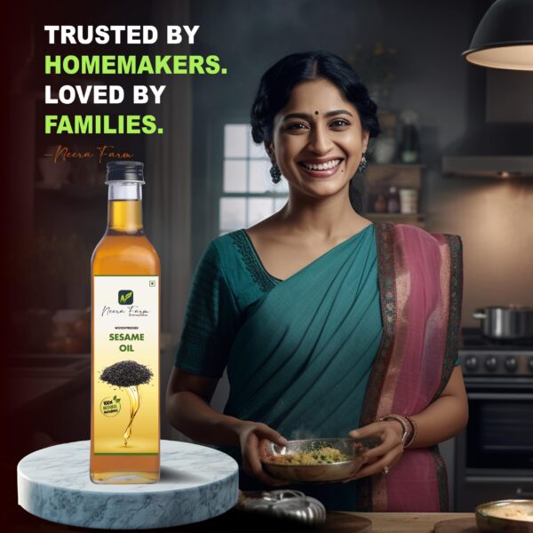 Authentic Wood Pressed Sesame Oil (Glass Bottle) – 100% Pure Cold Pressed | Neera Farm