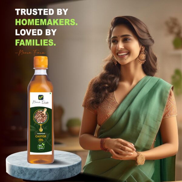 Authentic Cold Pressed Castor Oil (PET Bottle) – 100% Pure Wood Pressed | Neera Farm
