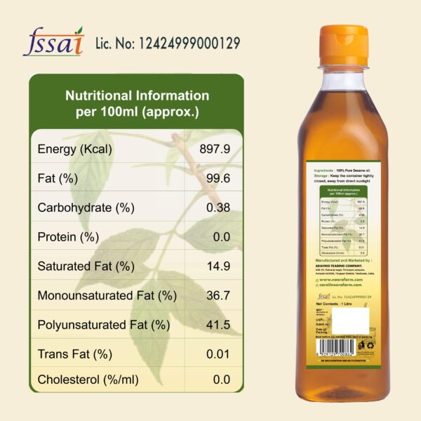 Authentic Cold Pressed Sesame Oil (PET Bottle) – 100% Pure Wood Pressed | Neera Farm